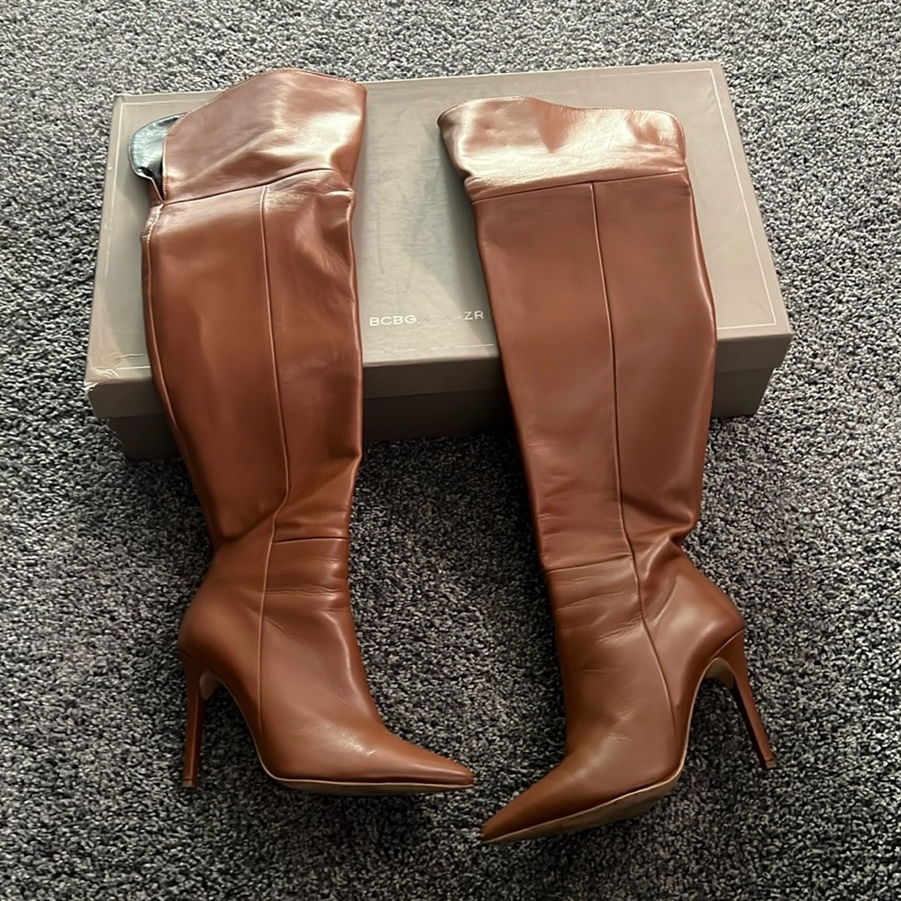 Lamb leather bcbg thigh high bootss